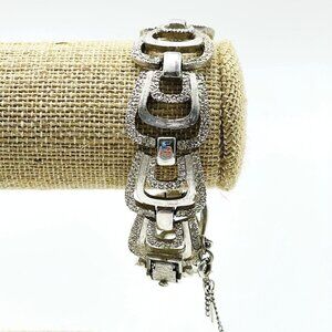 Vintage MONET Bracelet Silver Tone Link Signed Collectible READ